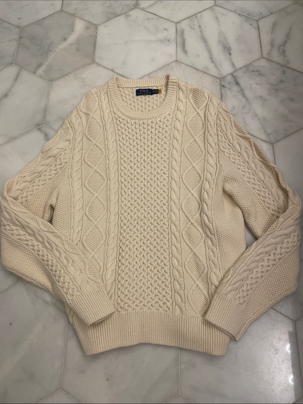 Polo by Ralph Lauren Ivory Cable-Knit Crewneck Sweater